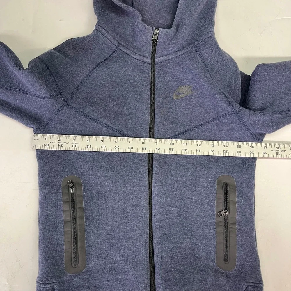 Nike‎ Kids Tech Fleece Full Zip Hoodie Blue Heathered Jacket CU9223-410 Size M